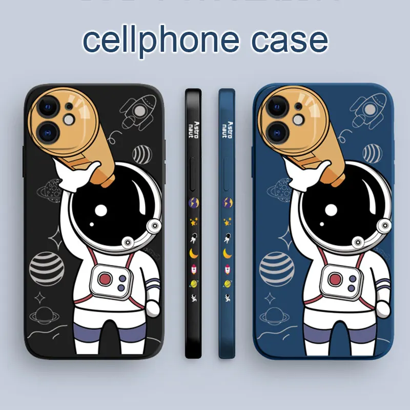 

Cartoon Cute Astronaut Spaceship Cover for iPhone 7 8 Plus X Xs Xr SE 2 Soft Silicone TPU Case for iPhone 13 11 12 Pro Max Mini