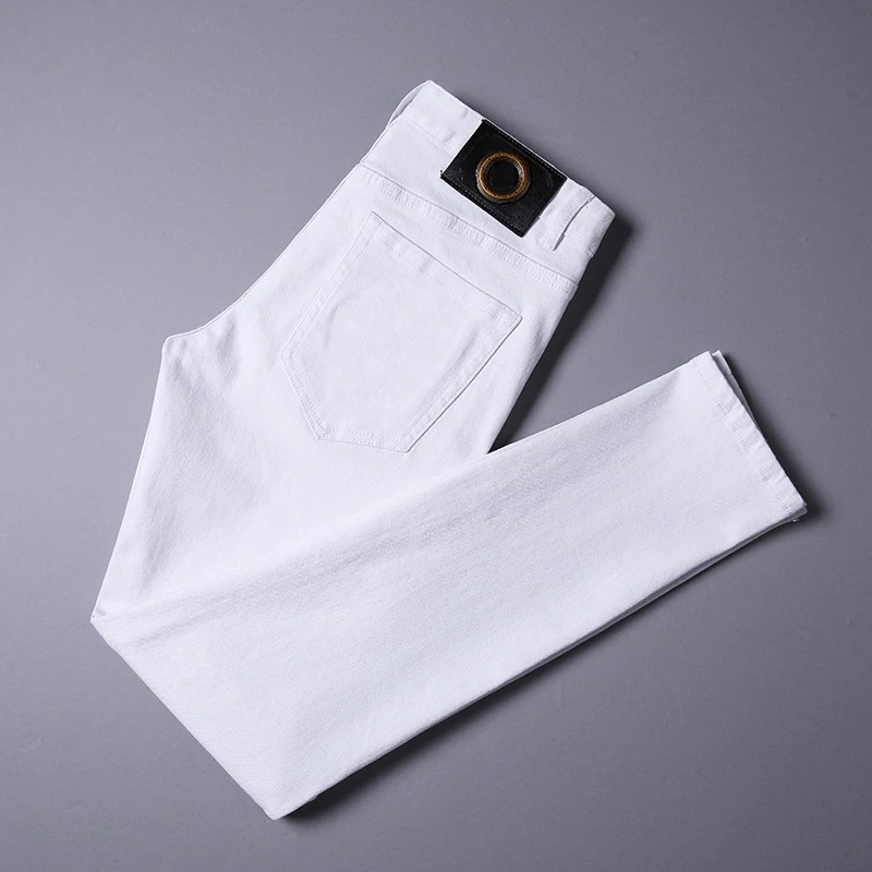 Summer Spring Cotton Fashion Brand Men's Jeans Trousers Straight Elastic Business Pant Classic Style Jeans Denim Man Pants