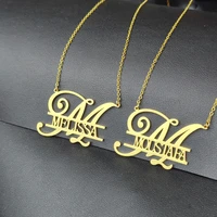 custom initial letter pendant necklace personalized nameplate stainless steel gold color chain jewelry for women best gift