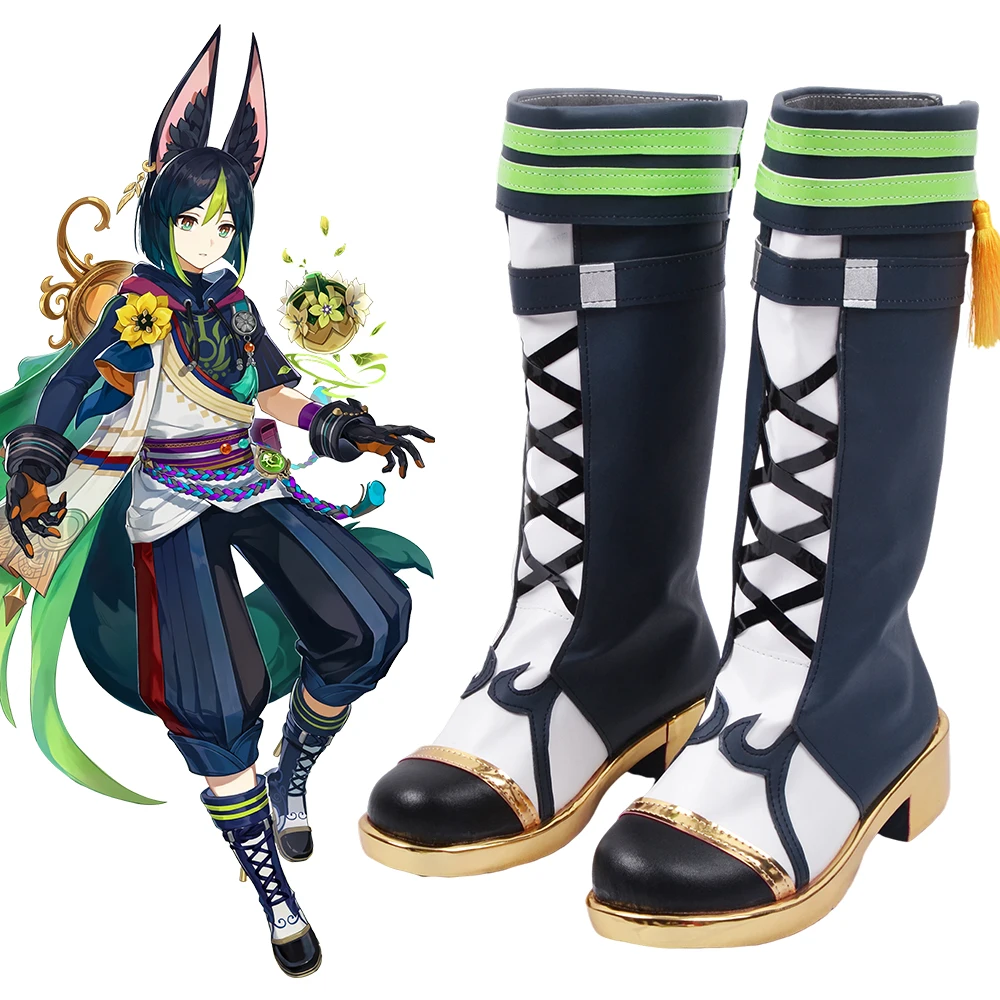 

Tighnari Boots Game Genshin Impact Tighnari Cosplay Shoes Halloween Party White Boots Custom Made Cosplay Shoes for Men Women