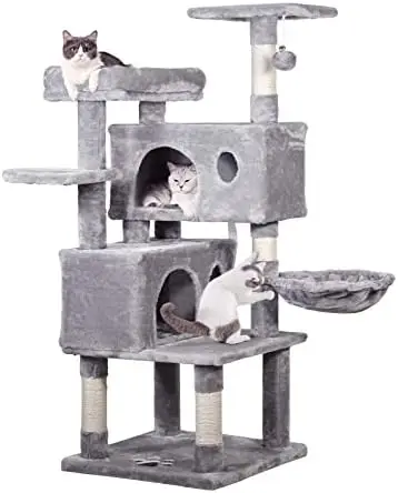

Cat Tree Cat Tower Indoor, 49 Inch Multi Level Cat Scratching Post with Condos, Hammock & Plush Perches for Kittens, Large C Gar