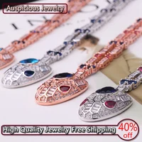 925 Silver Sapphire Snake Head Pendant Necklace Classic Women's Clavicle Chain High Quality Design Luxury Jewelry Birthday Gift
