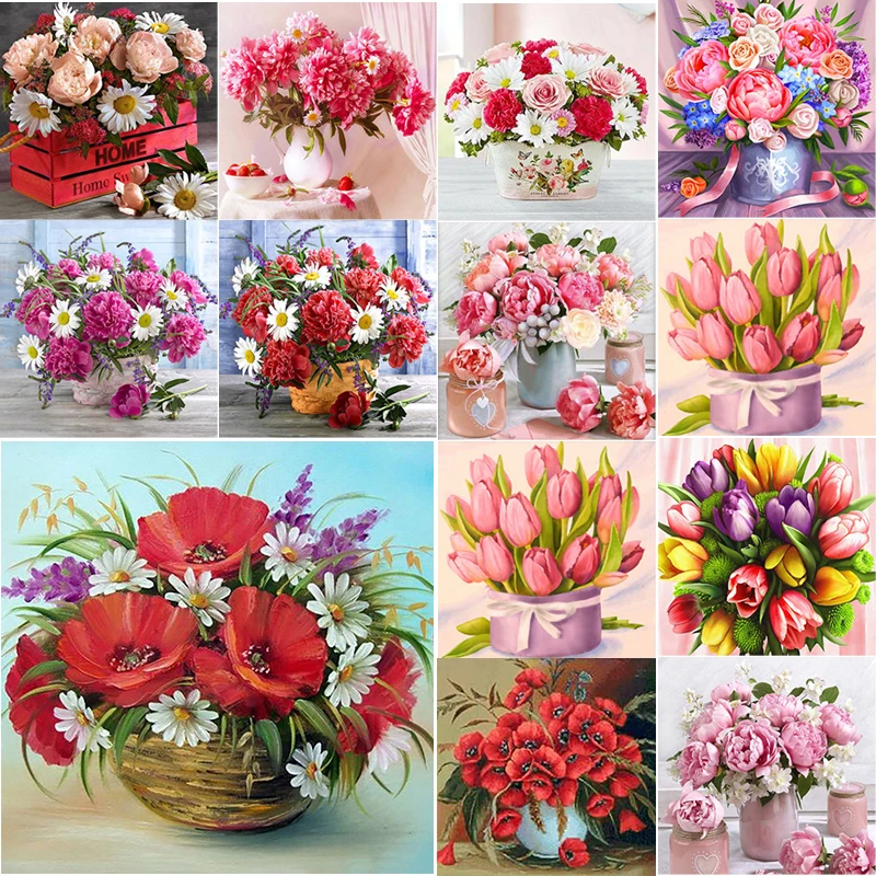 

Flowers Display Gifts Decorative Picture Bedroom Decoration Paintings Custom Art Diamond Mosaic 5d Diy Diamond Painting Quadro