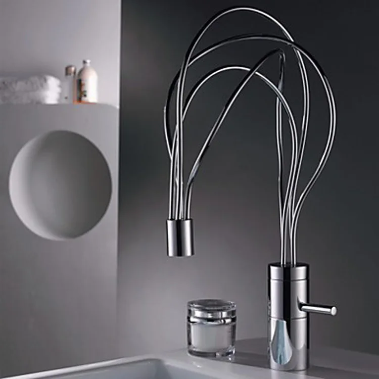 

Black Chrome Plated Copper Kitchen Sink Hot and Cold Water Faucet Personalized Creative European and American Style Rotating