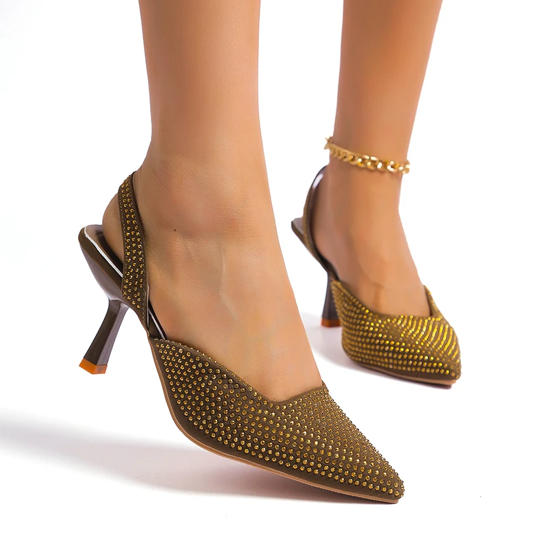 

Summer Women High Heels Sandals Fashion Pointed Slingback Slipper 2022 New Party Prom Pumps Ladies Shoes Stilettos Thick Zapatos