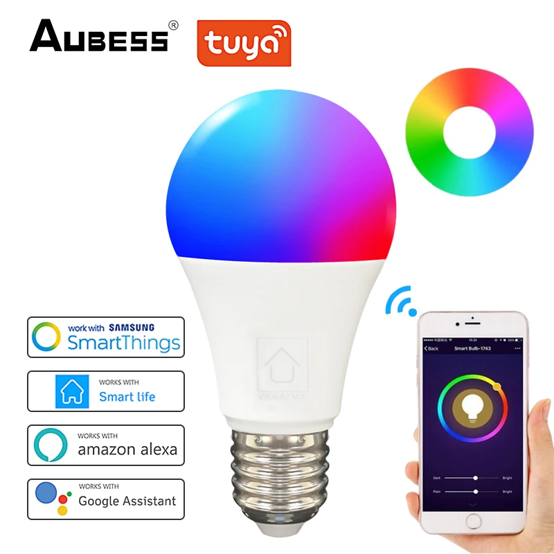 

Smart Bulb 15W Color WiFi Light RGBCW E27 LED Light Bulb Dimmable Voice Control Work With Alexa Google Home