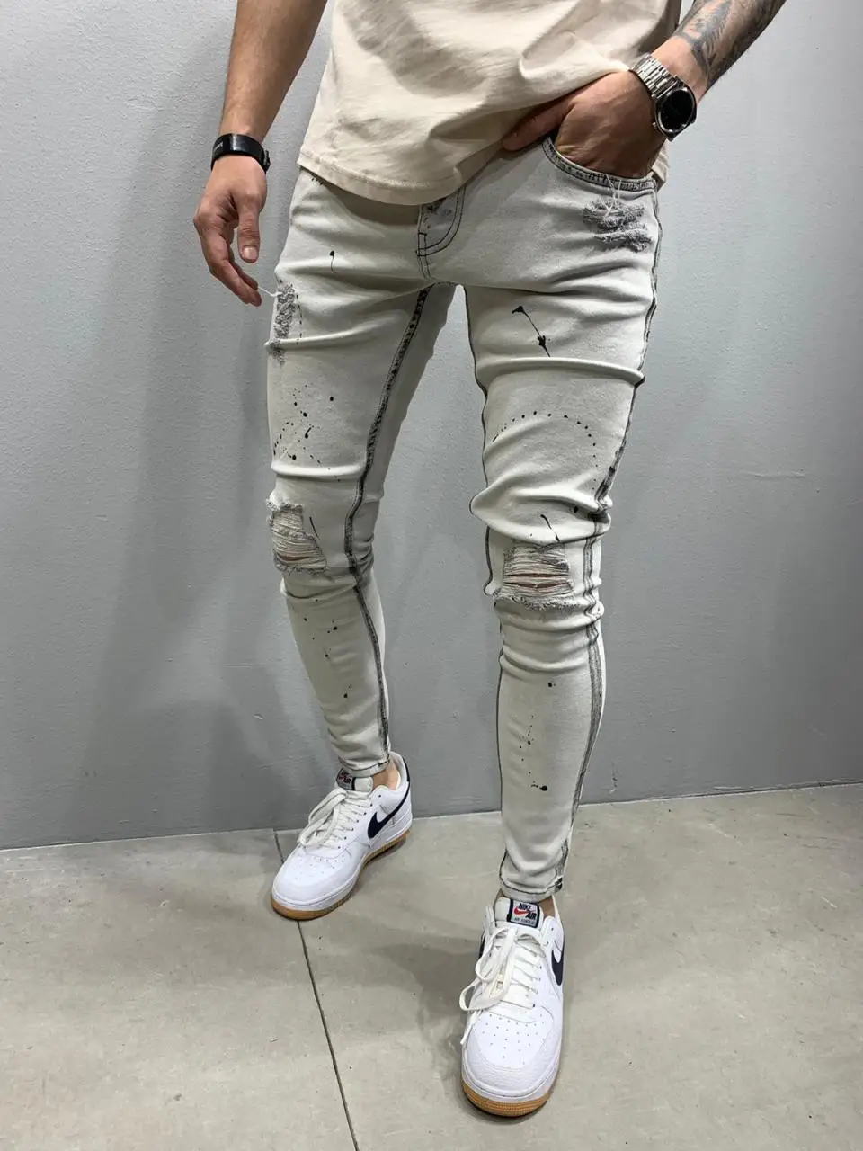 

Caramel Gray Jeans Street Style Slimfit Denim Jean