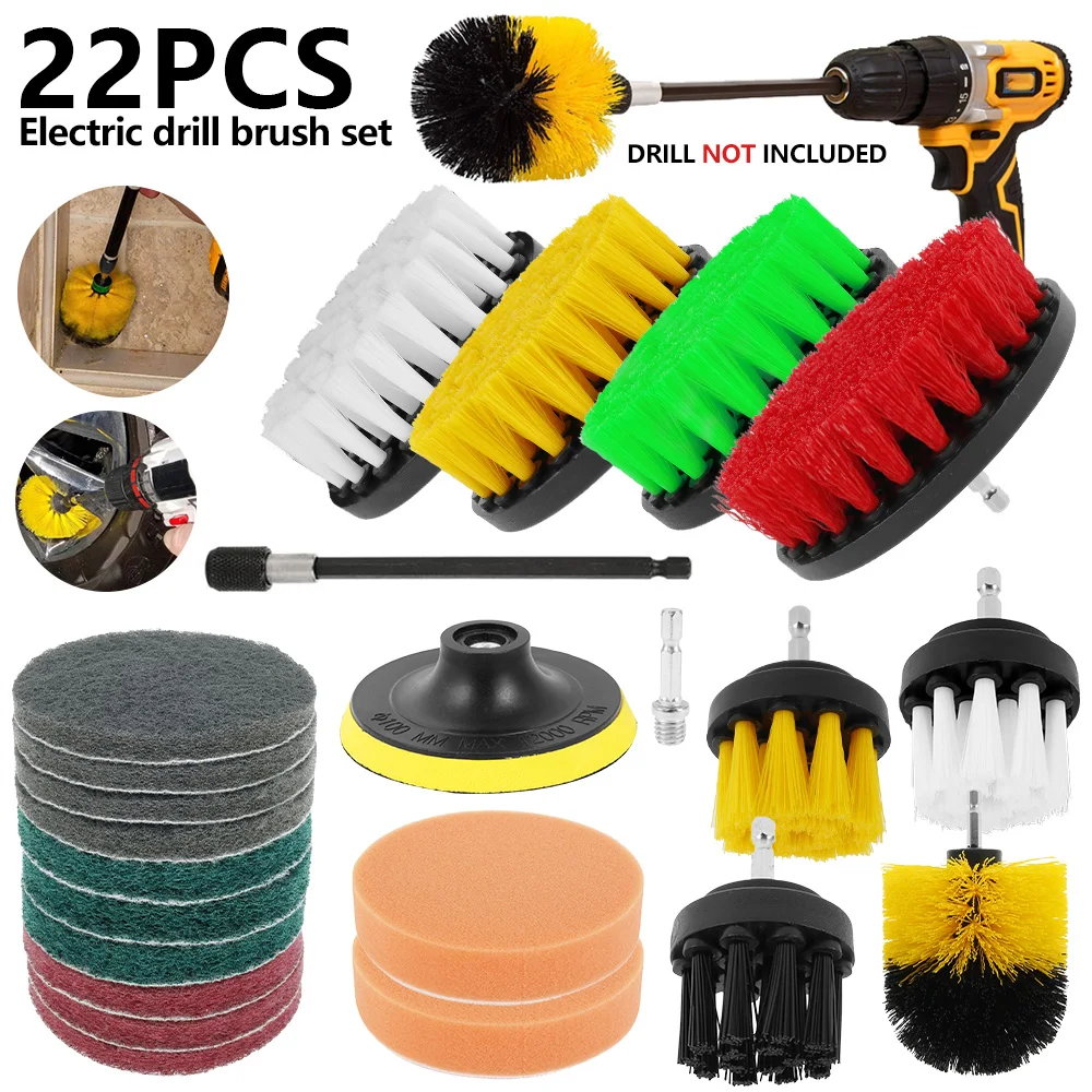 

Drill Brush Attachment Set Electric Cleaning Power Scrubber Brush Multi-purpose Drill Scrubbing Brush for Car Wheels Home