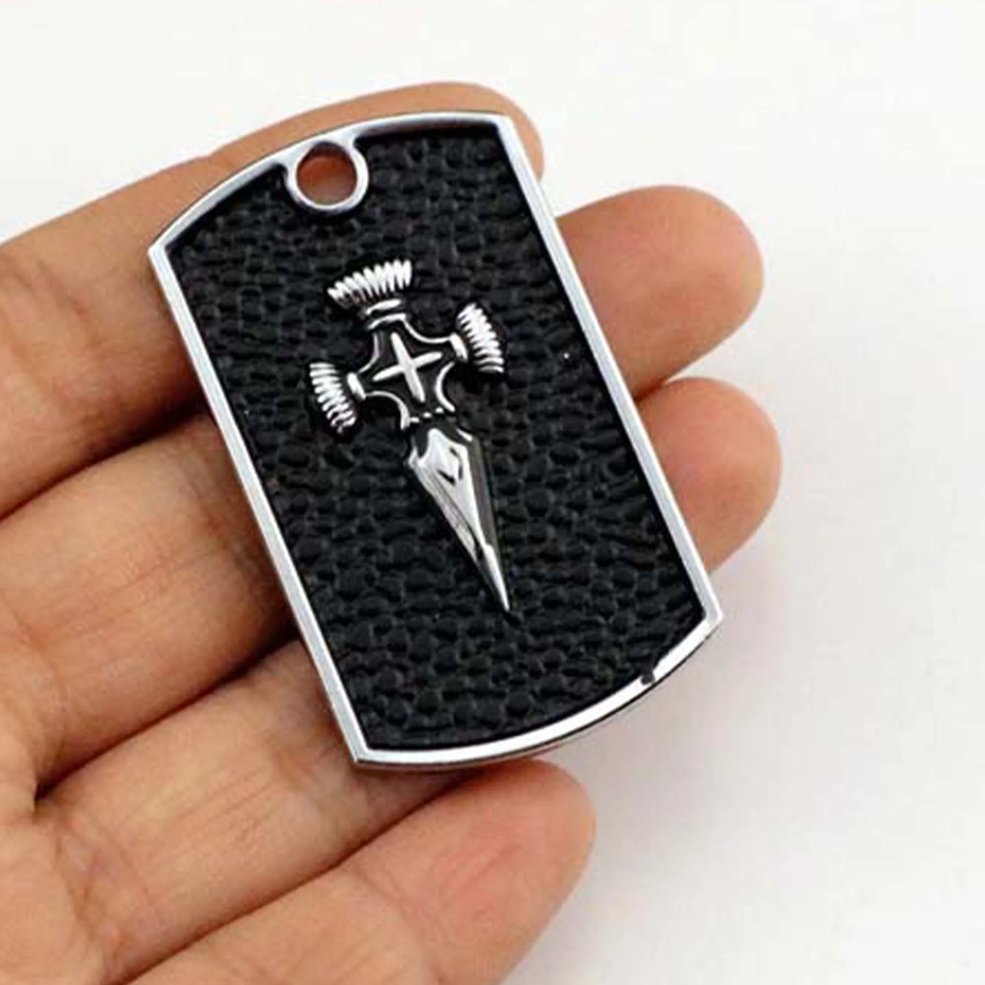 1PCS 49x27mm Hip Hop Vintage Cross Brand Pendant DIY Men and Women Necklace Bracelet Keychain Jewelry Square Charm Accessories