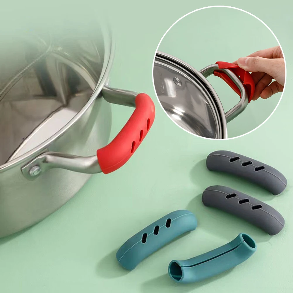 

1Pcs Silicone Handle Holder Anti-scalding Non-slip Pot Sleeve Grip Pot Clip Casserole Ear Pan Holder Clip Kitchen Accessories