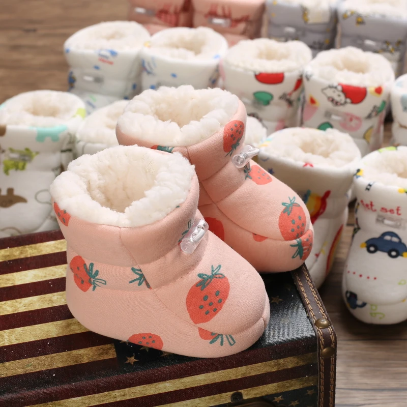 

2022 NEW Snow Boots Winter Baby Fashion Warm Boots 0-18M Cartoon Printed Boots Baby Warm Boots Baby Winter Soft Sole Shoes 0-18M
