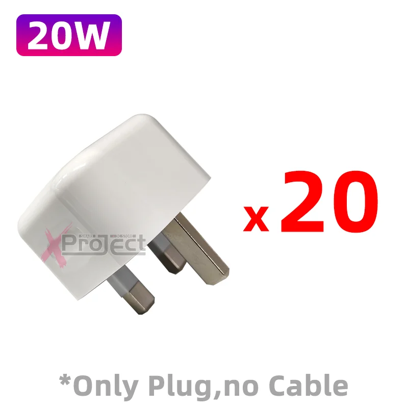 

20pcs PD 20W UK Adapter Fast Charger Plug For iPhone 14 13 12 11 Pro Max 7 8 Plus Fast Charging Type C USB C Charger Fold Travel
