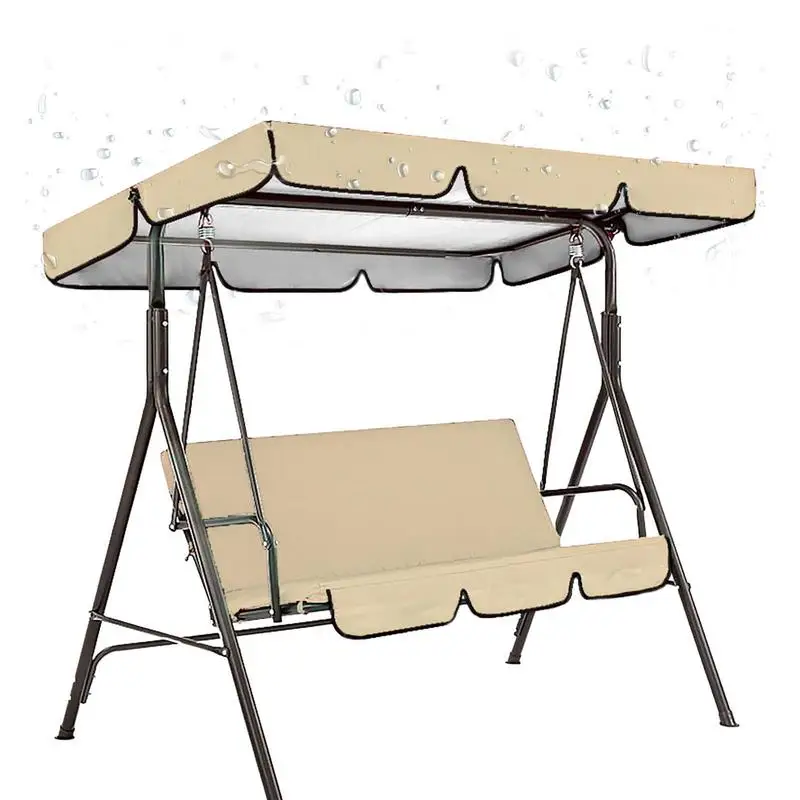 

Swing Cushion Cover Waterproof Dustproof Swing Chair Protector 3 Seater Anti-UV Patio Swing Cushion Cover with Canopy Cover