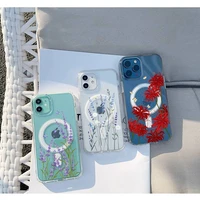 manzhu shahua phone case for iphone 13 12 11 mini pro max transparent super magnetic magsafe cover