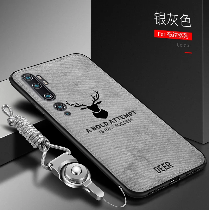 

For Xiaomi Mi Note 10 Pro Case Luxury Soft Silicone+Hard fabric Deer Cat Protective Back Cover Case for xiaomi mi CC9 Pro cc9pro