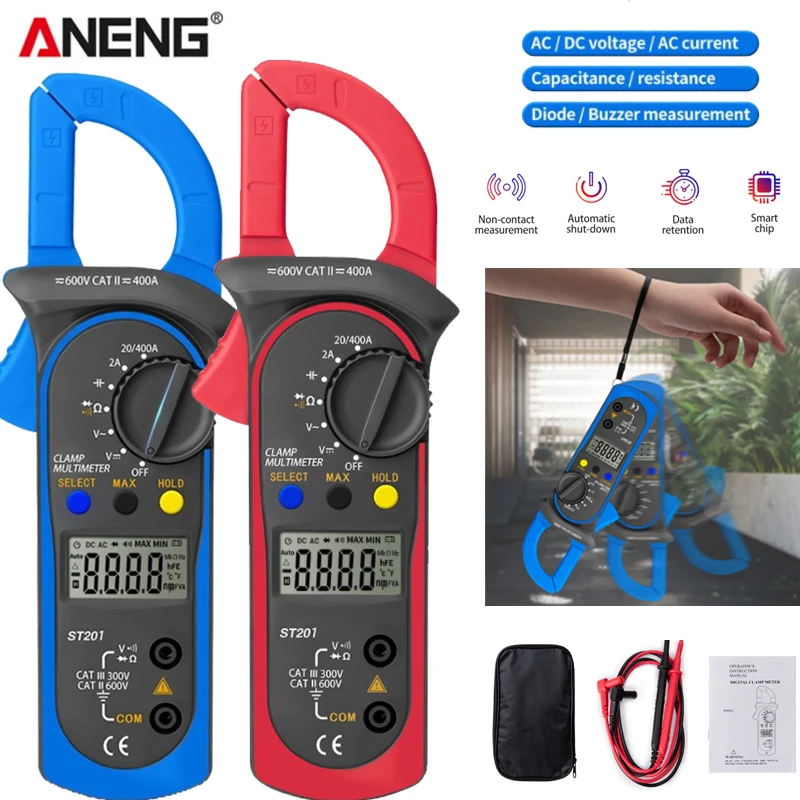 

ANENG ST201 Digital Clamp Multimeter Transistor Capacitor Tester Automotive Electrical Capacitance Meters Ammeter Voltmeter