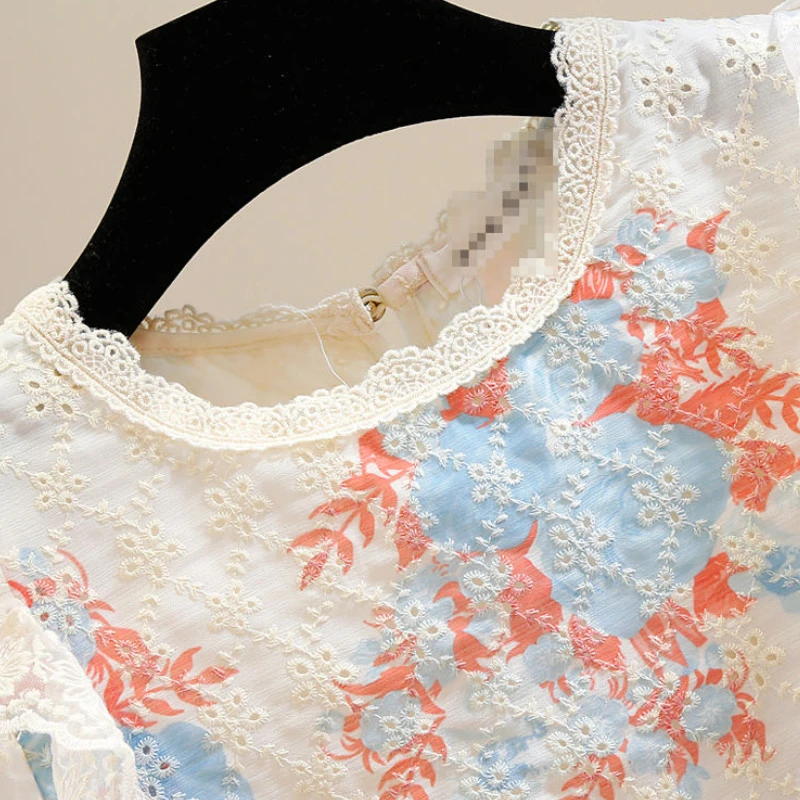 Блузка Matakawa женская с пышными рукавами винтажная Милая цветочным принтом и