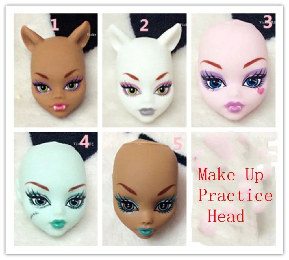 Фото Мягкие пластиковые головы для макияжа куклы Monster High BJD для отработки нанесения макияжа Голова монстра без волос №1