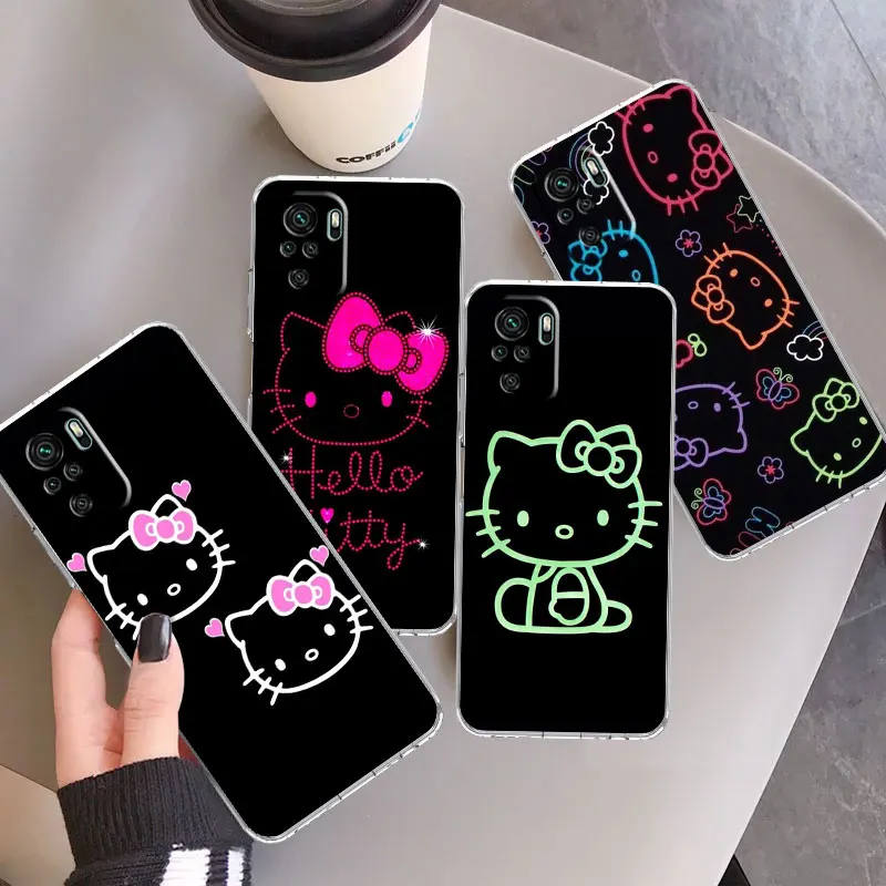 Clear Case For Xiaomi Redmi Note 11 Pro 10 9 9S 8 8T 7 9A 9C 9T 10 10C K40 Transparent Soft Phone Cover Hello Kitty Lovly Cute