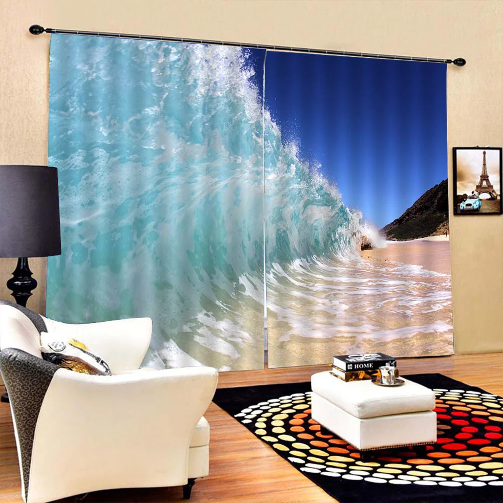 

1pc Curtain Polyester Spindrift 150x166cm Printed Window Screen for Hotel Living Room