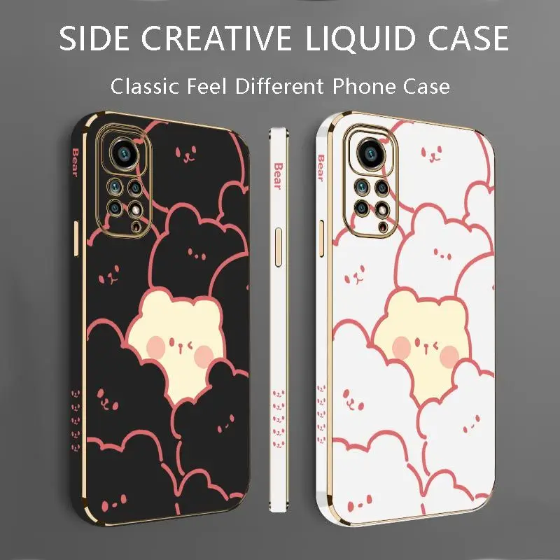 Stacking Bear Luxury Plating Phone Case For Xiaomi Redmi Note 11 Pro Plus 12Pro Plus 11 11S 10 Pro 12 9S 8 Pro Cover