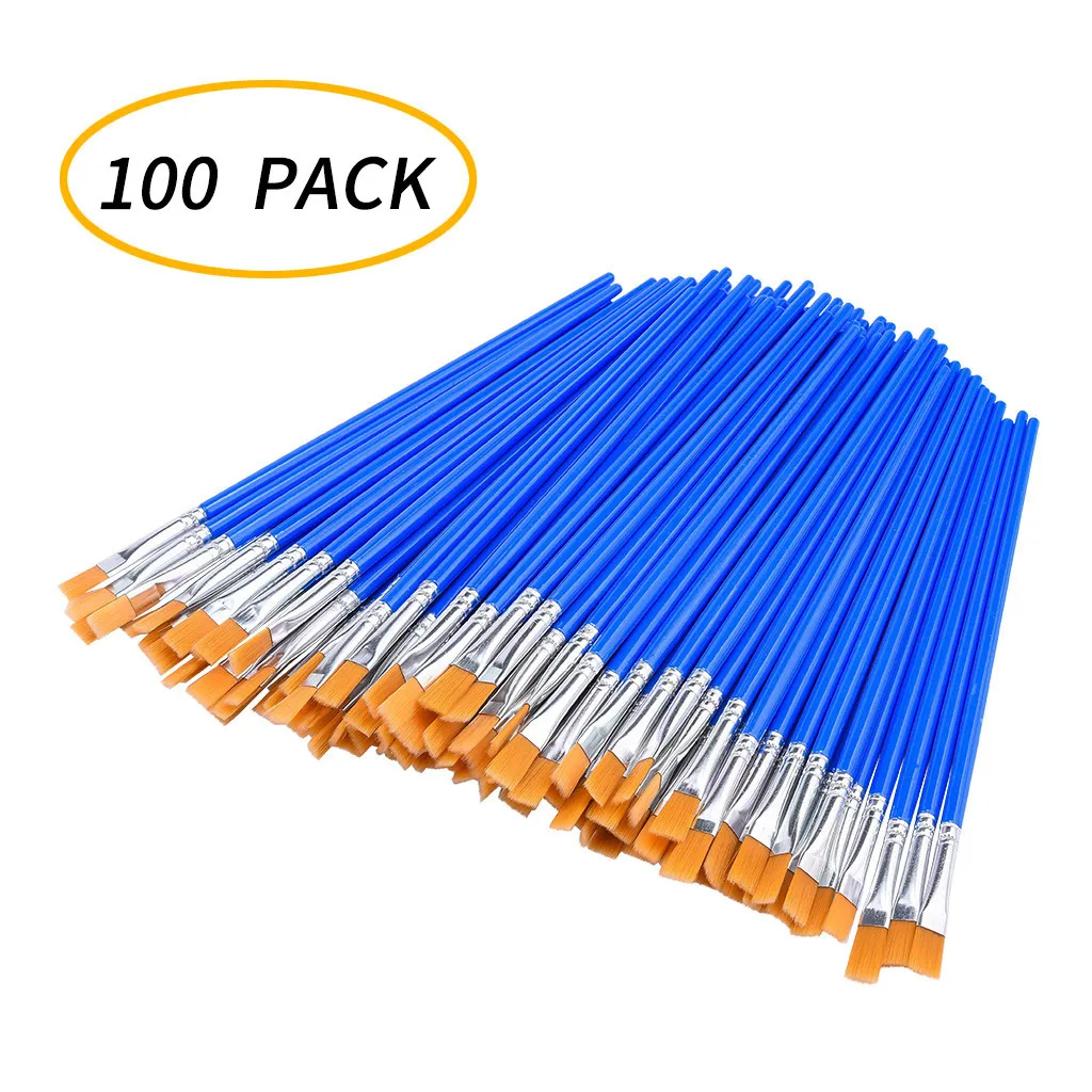 

100 PCS Flat Paint Brushes Small Brush Volume For Painting Detail Essential Props For Painting Art