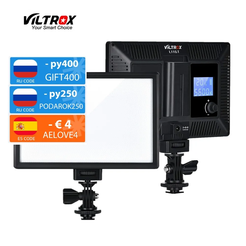 Viltrox-câmera de Vídeo Regulável com Carregador de Bateria para Canon Show ao Vivo Portátil Bicolor Nikon L116t Luz Led