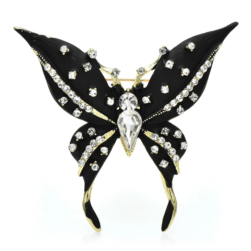 

Wuli&baby Charming Black Butterfly Brooches For Women Unisex Enamel Flying Insects Party Office Brooch Pin Gifts