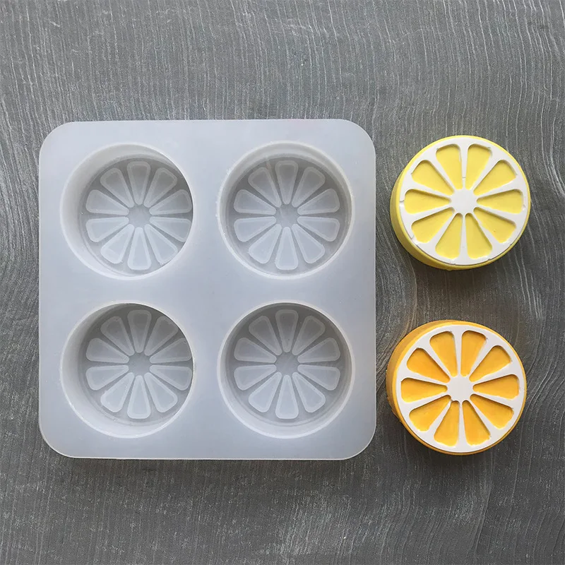 

4 Cavity Lemon Sliced With Seeds Soap Molds Fruit Handmade Mould Silicone Molds Soap Fondant Clay Resin Moulds Candle Mold