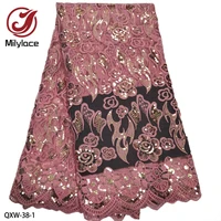 latest african sequins lace fabric embroidery french tulle lace material for wedding dress qxw 38