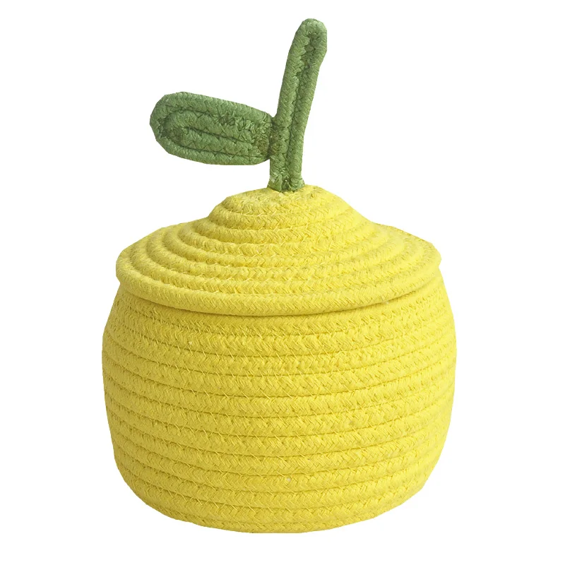 

Cotton Thread Storage Box Cosmetic Storage Box Snack Box with Lid Desktop Key Wallet Sundries Decorative Box-Yellow