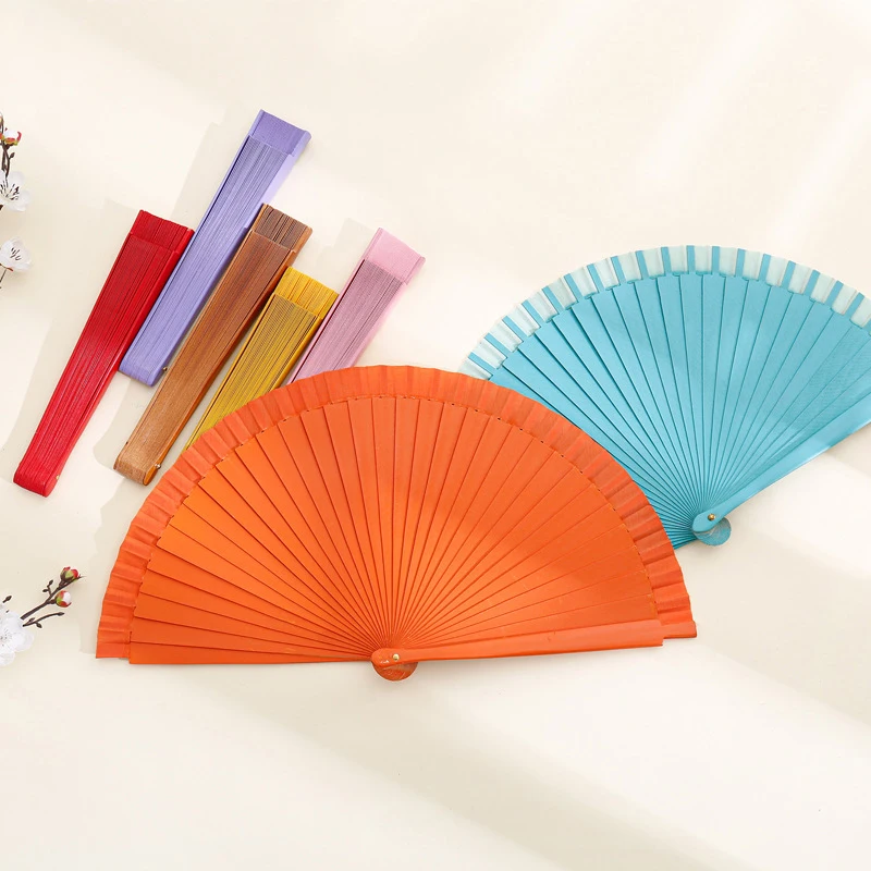 

New Plain Wood Folding Hand Held Fans Solid Color Spanish Dance Performance Wooden Fans Wedding Hand-Painted Ornament Gift