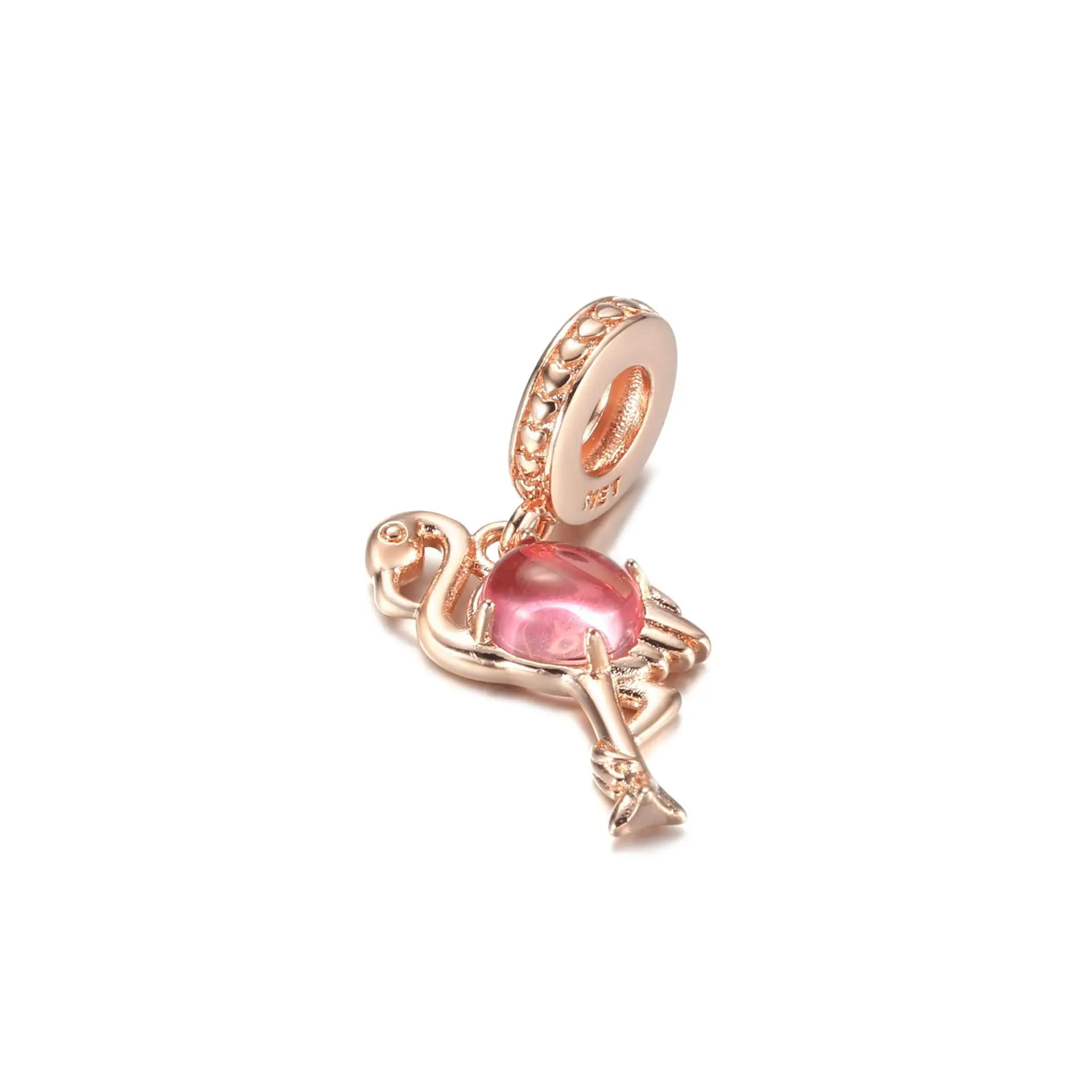 

Fine Pink Murano Glass Flamingo Dangle Charm 925 Sterling Silver Bead Fit Original Pandora Bracelet Women DIY Jewelry Gift