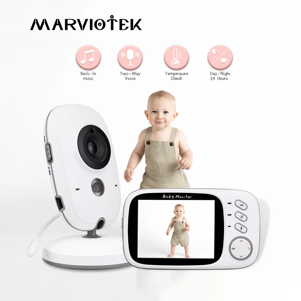 

MARVIOTEK электронный радионяня с беспроводной камерой 1,5/2/2, 4/3, 2/4, 2-дюймовый экран, Детская аудиосистема видеонаблюдения для детской комнаты