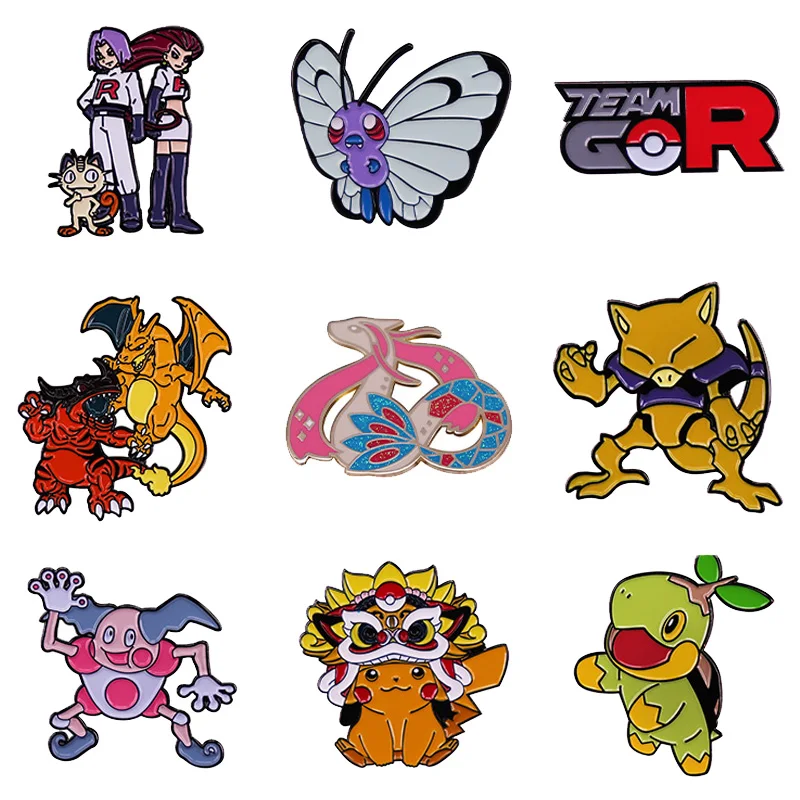

Pokemon Pin New Creative Funny Anime Figure Rockets Pikachu Brooch Hats Clothes Backpack Badge Accessories Kids Christmas Gifts