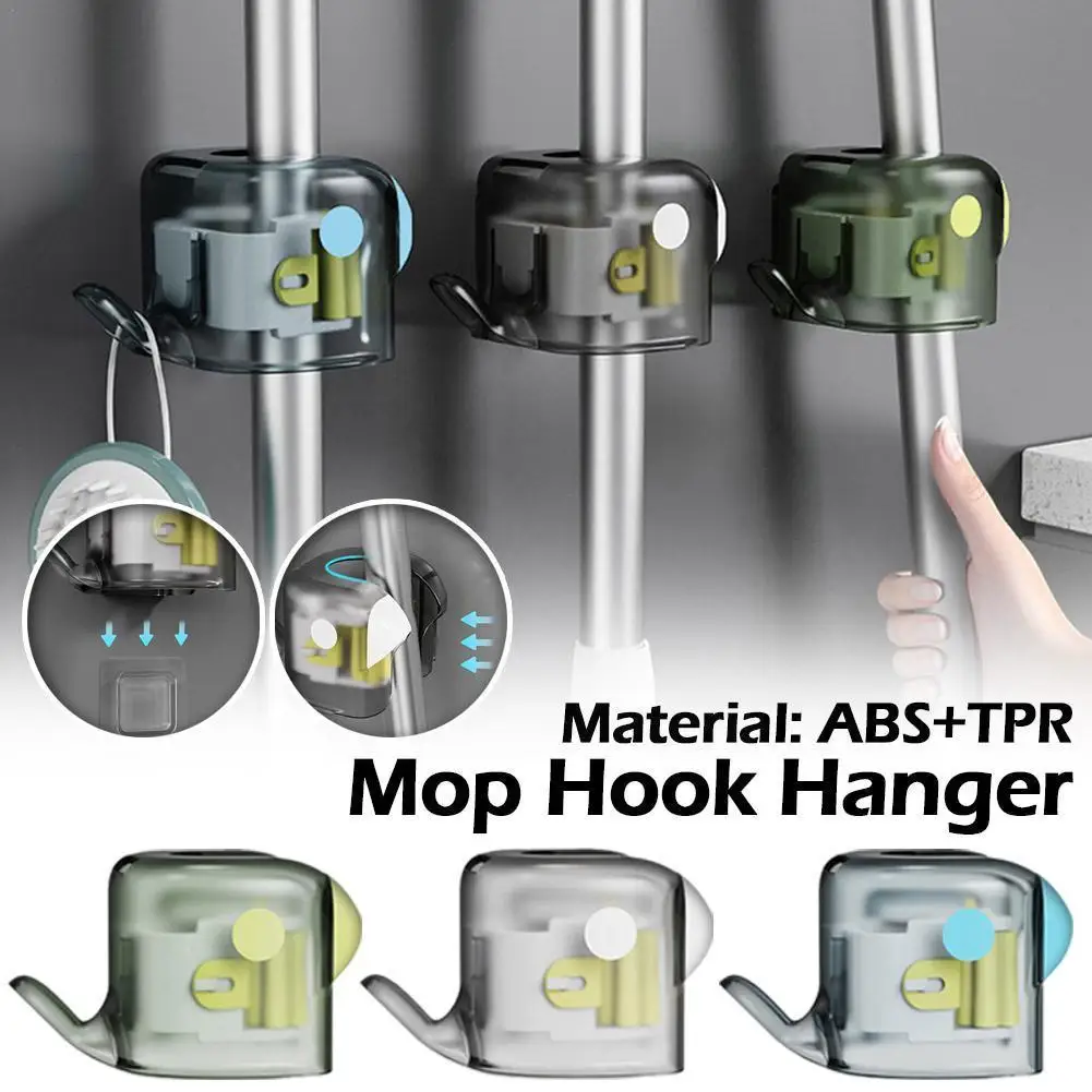 

1 шт. крючок для швабры, Вешалка без отверстий, настенный клей для туалета, крепление для хранения, прочный зажим для швабры, стеллаж для дома...
