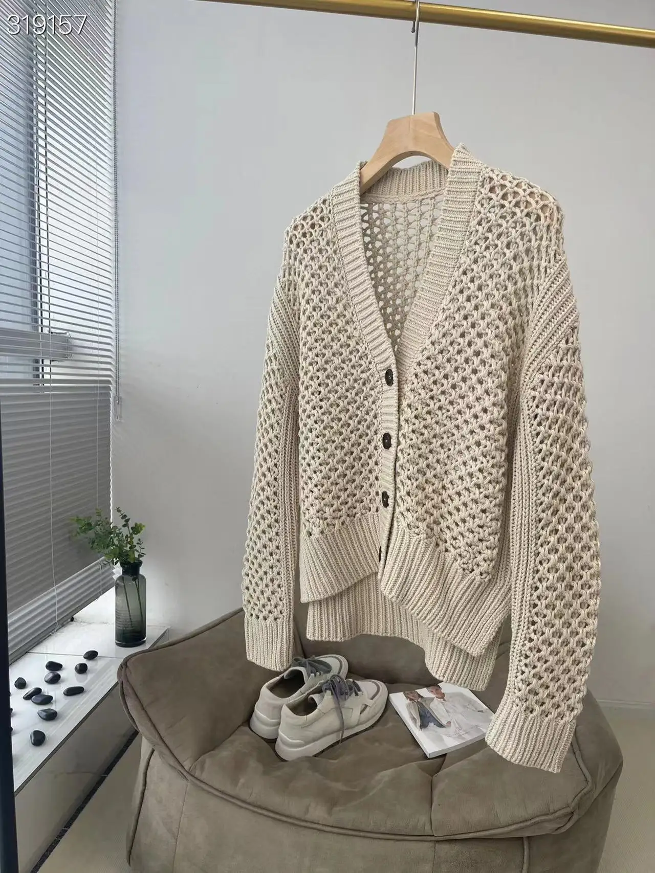 

Женский трикотажный кардиган, мягкий свитер с V-образным вырезом, осень 2023