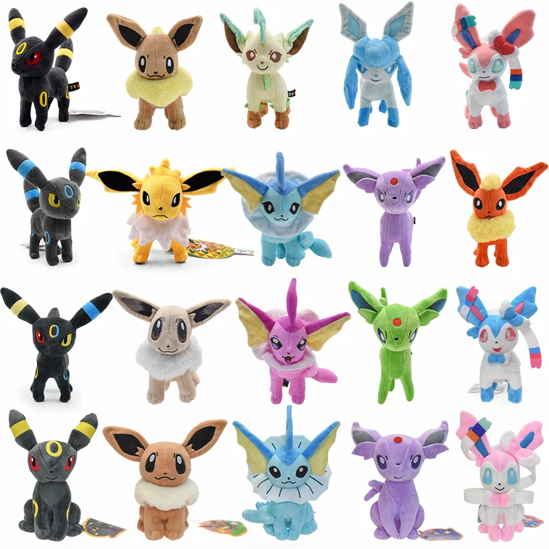 32 Style Eevee Plush Toy Pokemon Eeveelution Umbreon Vaporeon Jolteon Flareon Espeon Leafeon Cartoon Stuffed Animal Doll Peluche