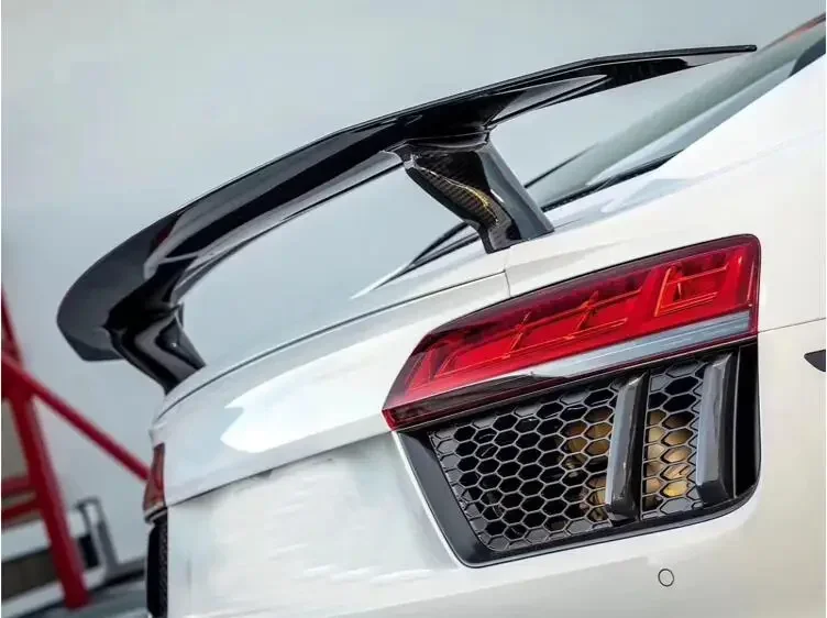 Real Forged Carbon Fiber Rear Wing Lip Diffuser Tail Trunk Spoiler For Audi R8 V8 V10 GT 2016 2017 2018 2019 2020 Sport