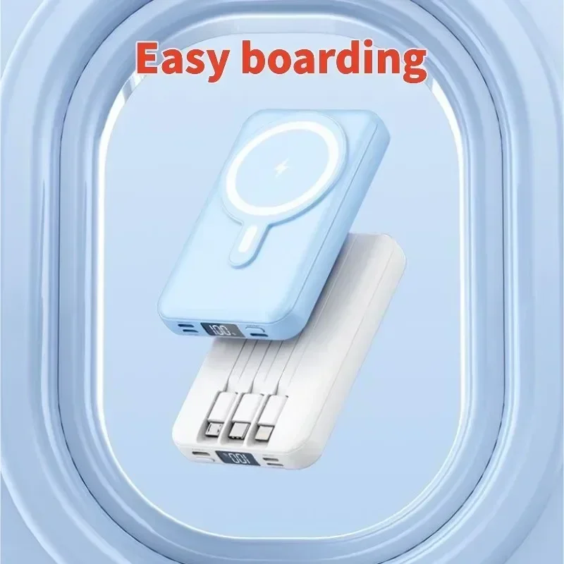 Магнитный беспроводной блок питания Встроенный кабель высокая емкость 50000 мАч