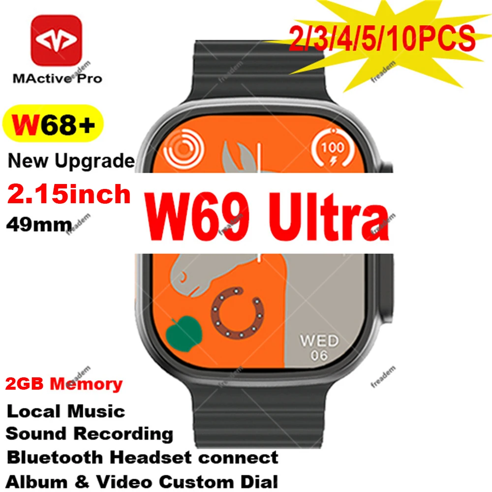 

W69 Ultra Smart Watch 49mm Bluetooth Call NFC GPS Tracking ECG Local Music 2GB Smart Watch for Men Women Pk Hello Watch2