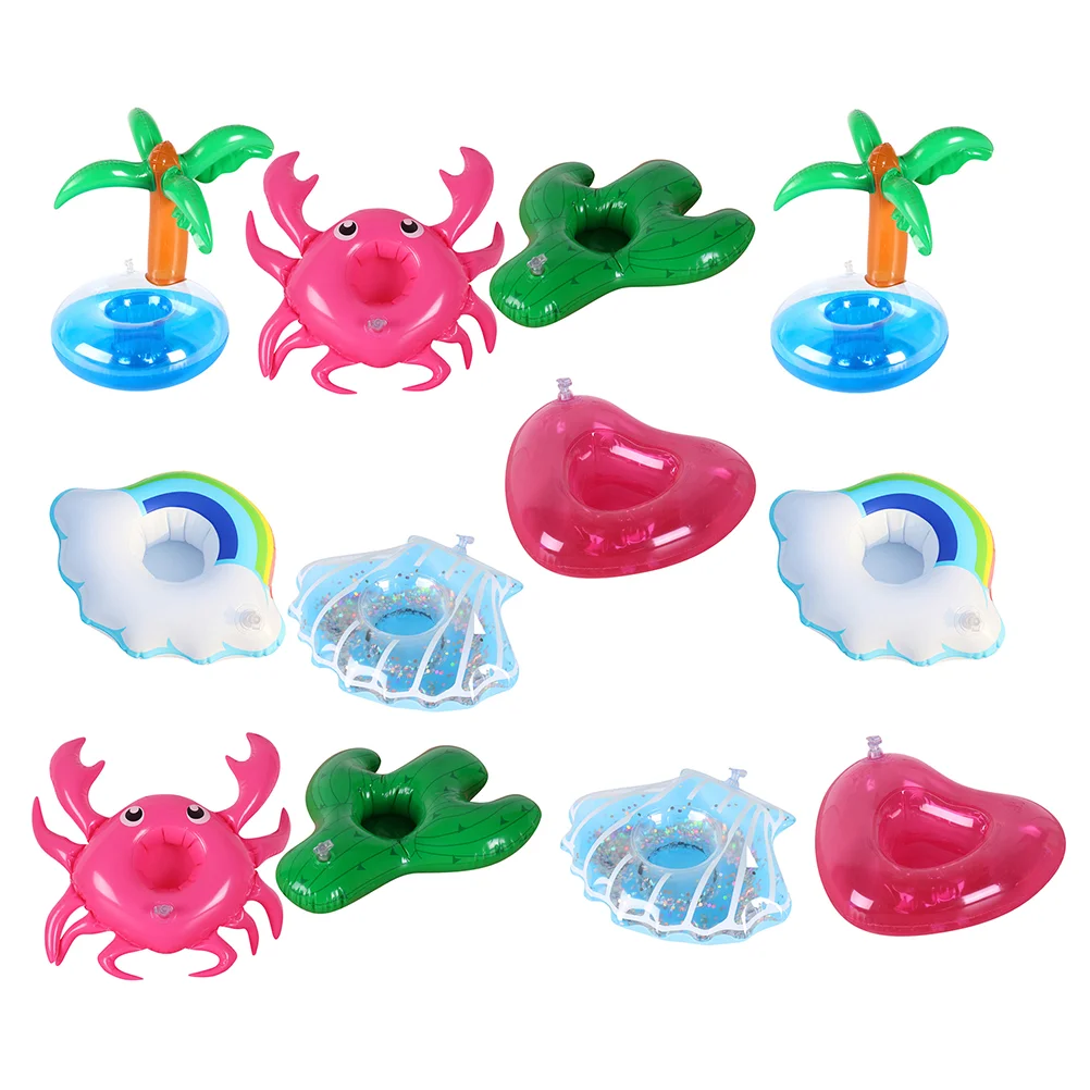 

12pcs Inflatable Drink Cup Holders Inflatable Coasters Cup Mats (Assorted Color)