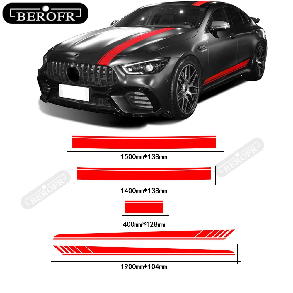 

For Mercedes Benz aMG GT C190 R190 GTS GTR GTC 2015-On 2021 Body Kit Side Stripes Hood Roof Rear Decals Stickers Accessories