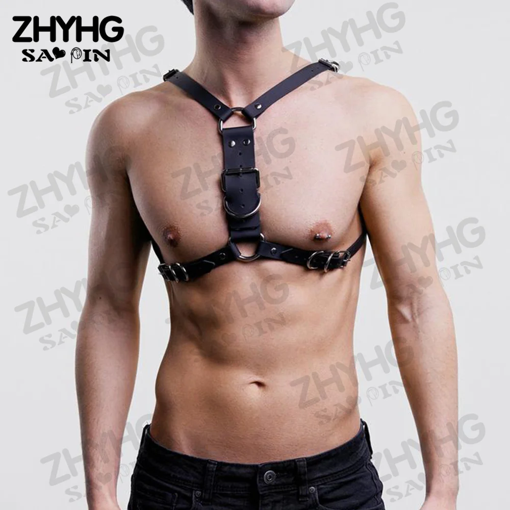 

Мужской Фетиш нагрудный ремень портупея панк рейва костюмы для секса кожаный нагрудный ремень черный косплей для геев Эротическое рабство мужской сексуальный