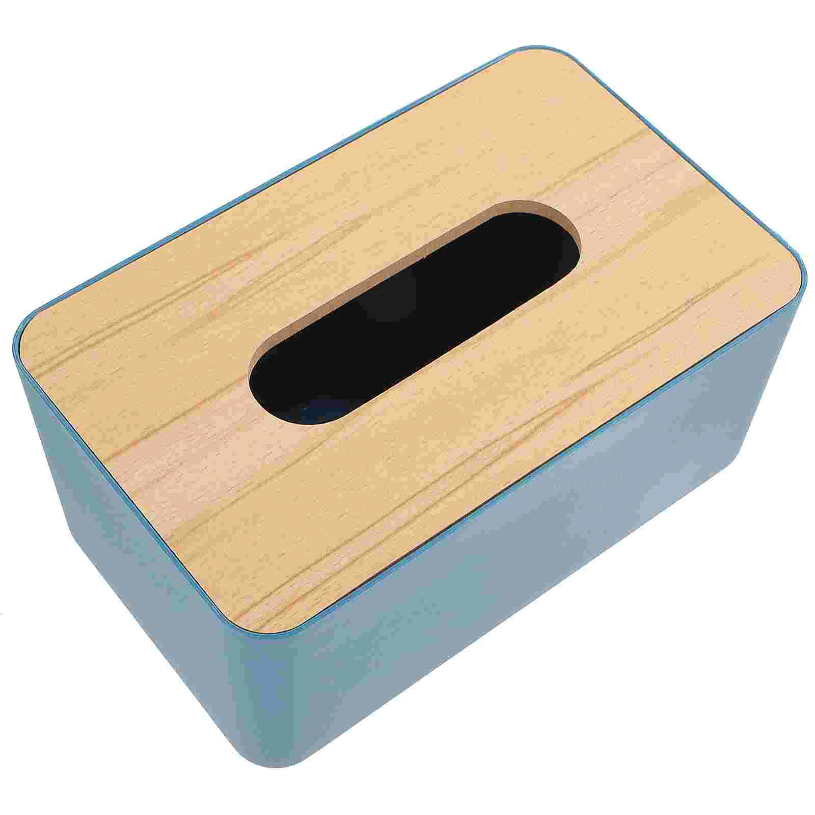 

Paper Box Wooden Lid Tissue Case Vintage Decor Simple Napkin Holder Storage Container