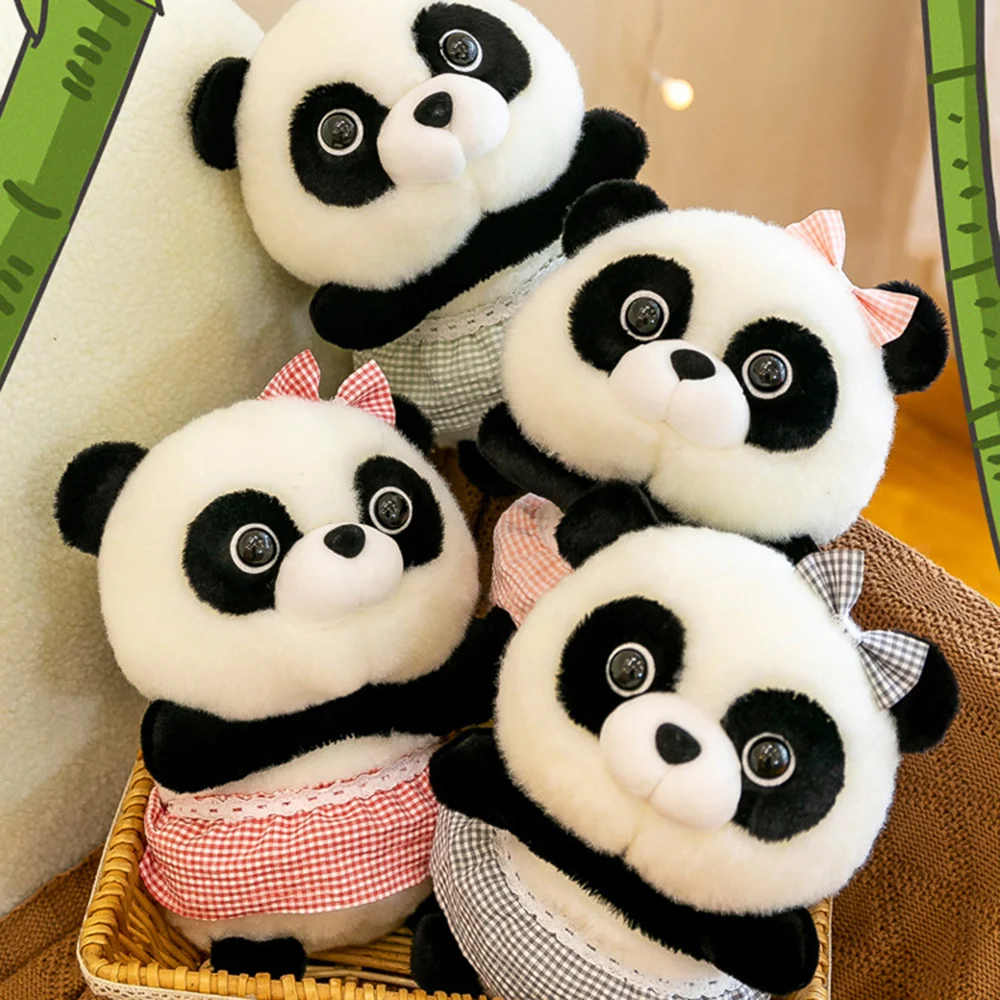 

Panda with Dress Plushy with Q Version Cuddly Animal Toys Sleeping Pillow Toy for Kids Girls Comfortable Pacify Rag Toy B99