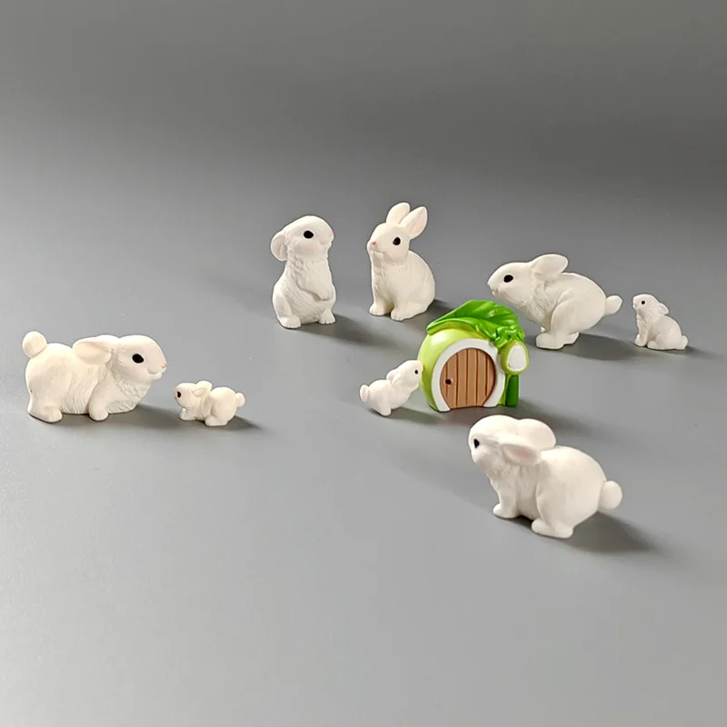 6-10 шт. семейный кролик домик капусты фигурка кролика домашний декор для рабочего