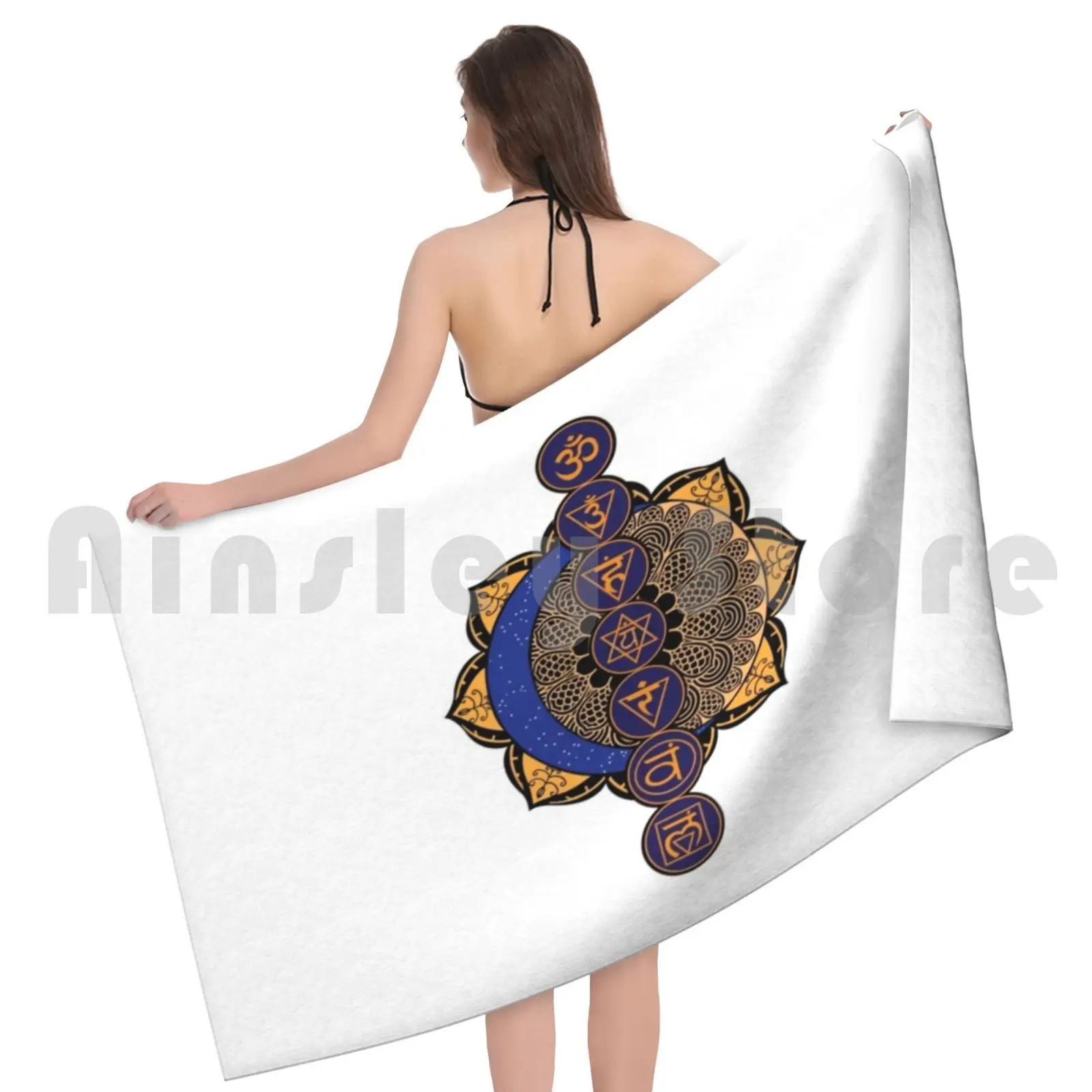 Пляжное полотенце с 7 чакрами быстросохнущее качественное колесо символ праны
