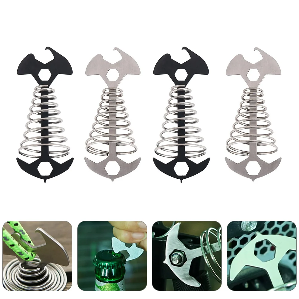 

4pcs Tent Stake Nails Fish Bone Shape Tent Peg Outdoor Spring Hook Tent Supplies