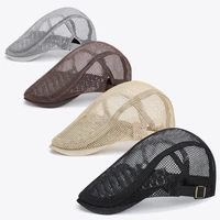 summer mens ladies casual beret new fashion solid color beret newsboy style gatsby hat adjustable breathable mesh cap